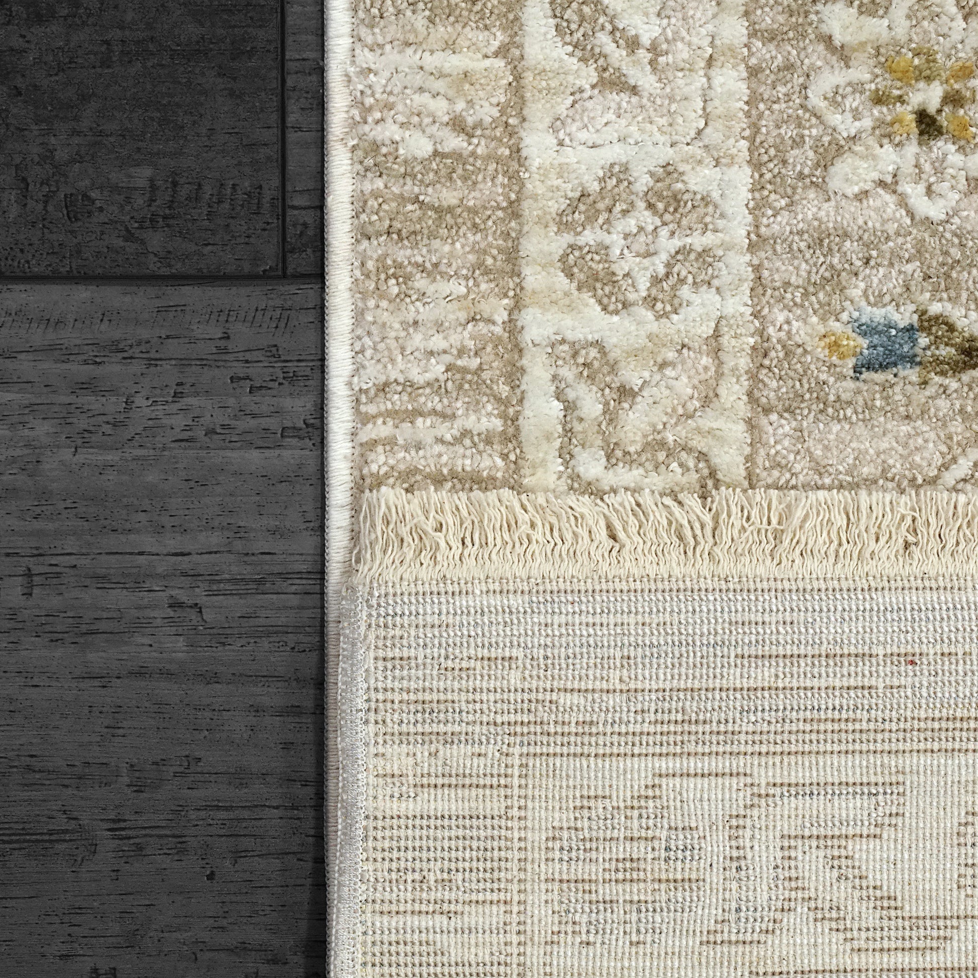 Hudson Traditional Beige/Dark Beige Oriental High-Low Rug