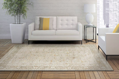 Hudson Traditional Beige/Dark Beige Oriental High-Low Rug
