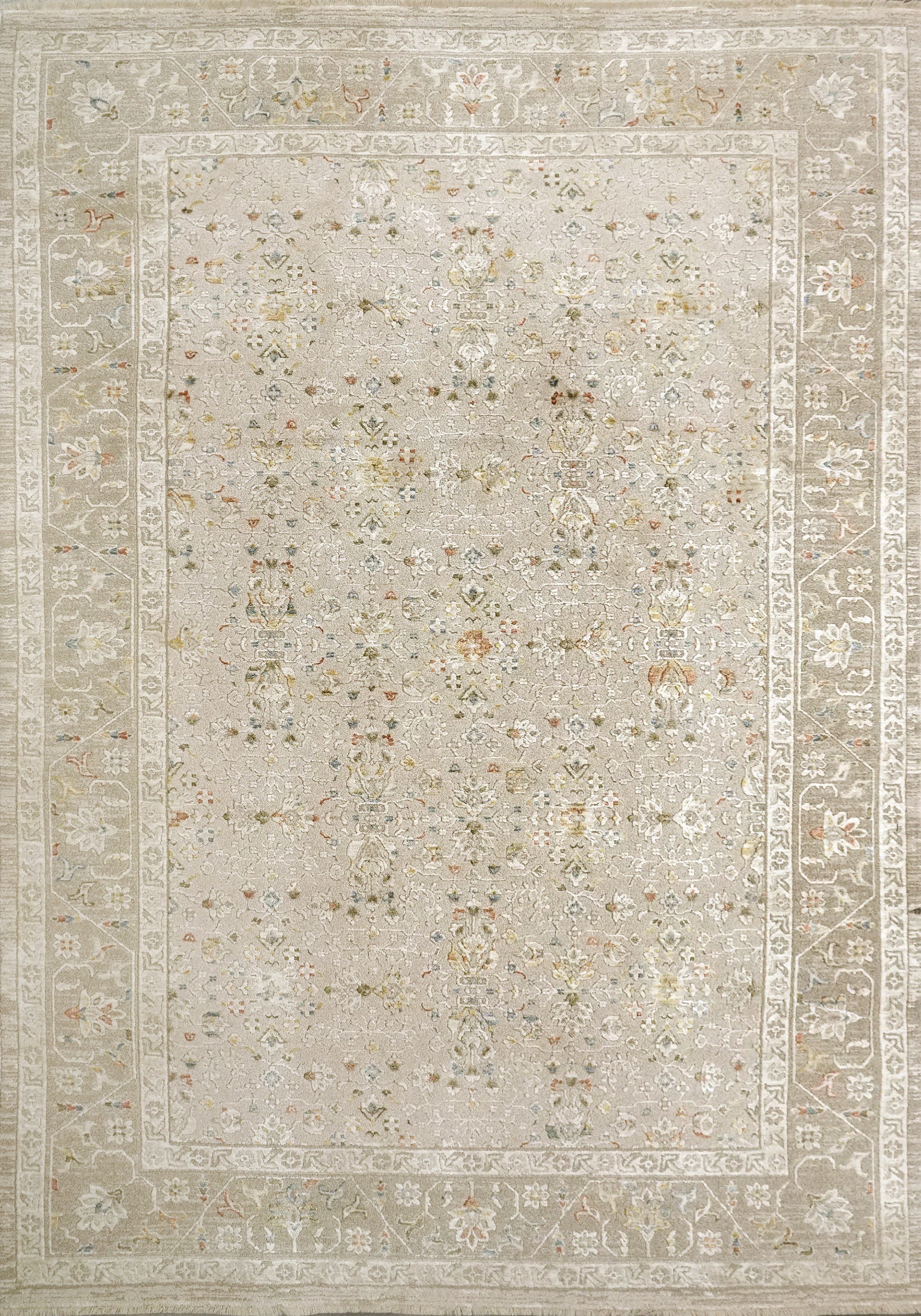 Hudson Traditional Beige/Dark Beige Oriental High-Low Rug