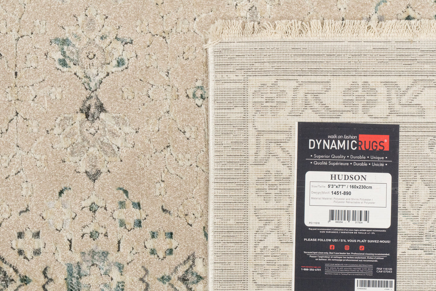 Hudson Traditional Beige/Grey Oriental High-Low Rug