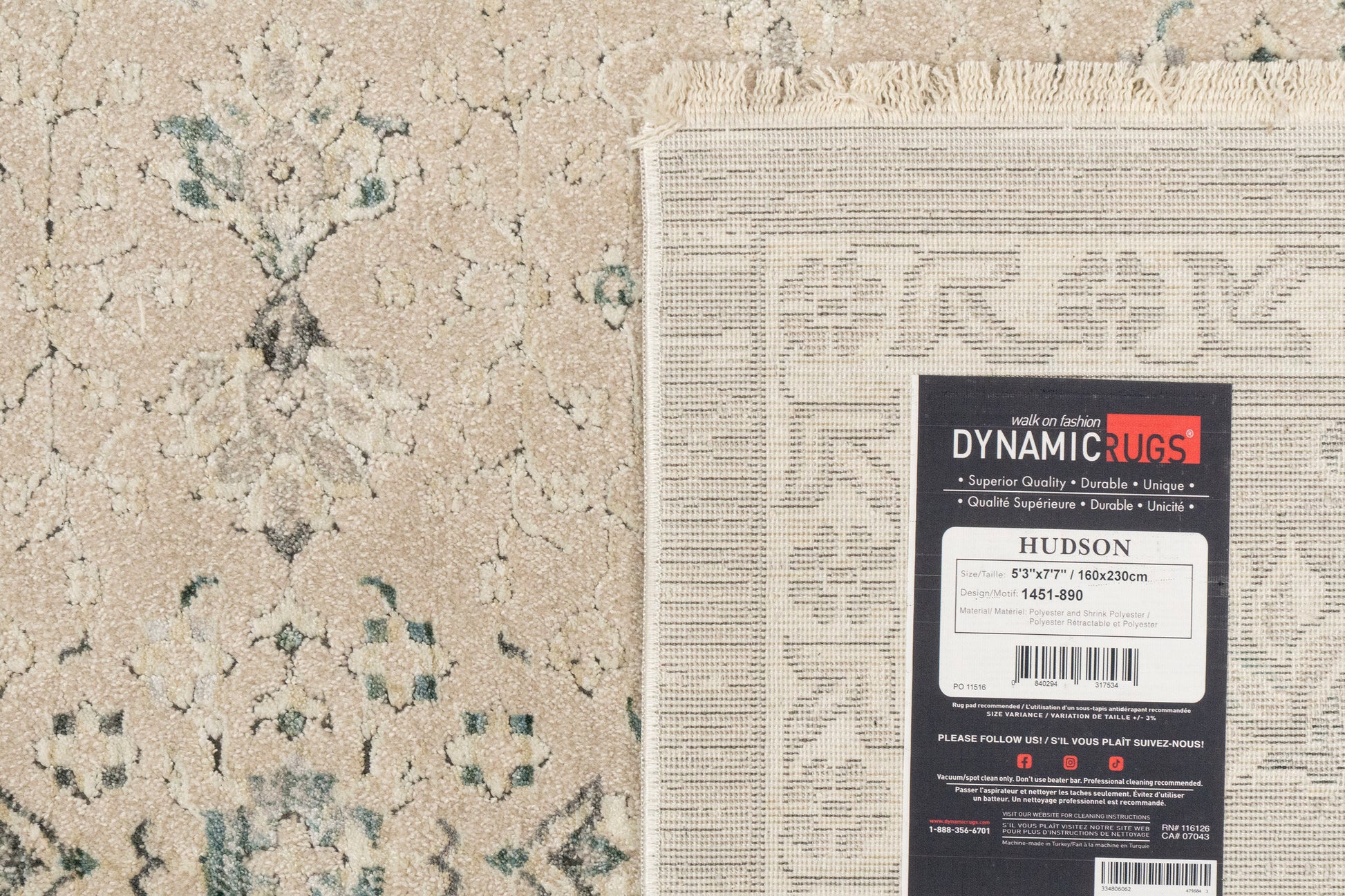 Hudson Traditional Beige/Grey Oriental High-Low Rug