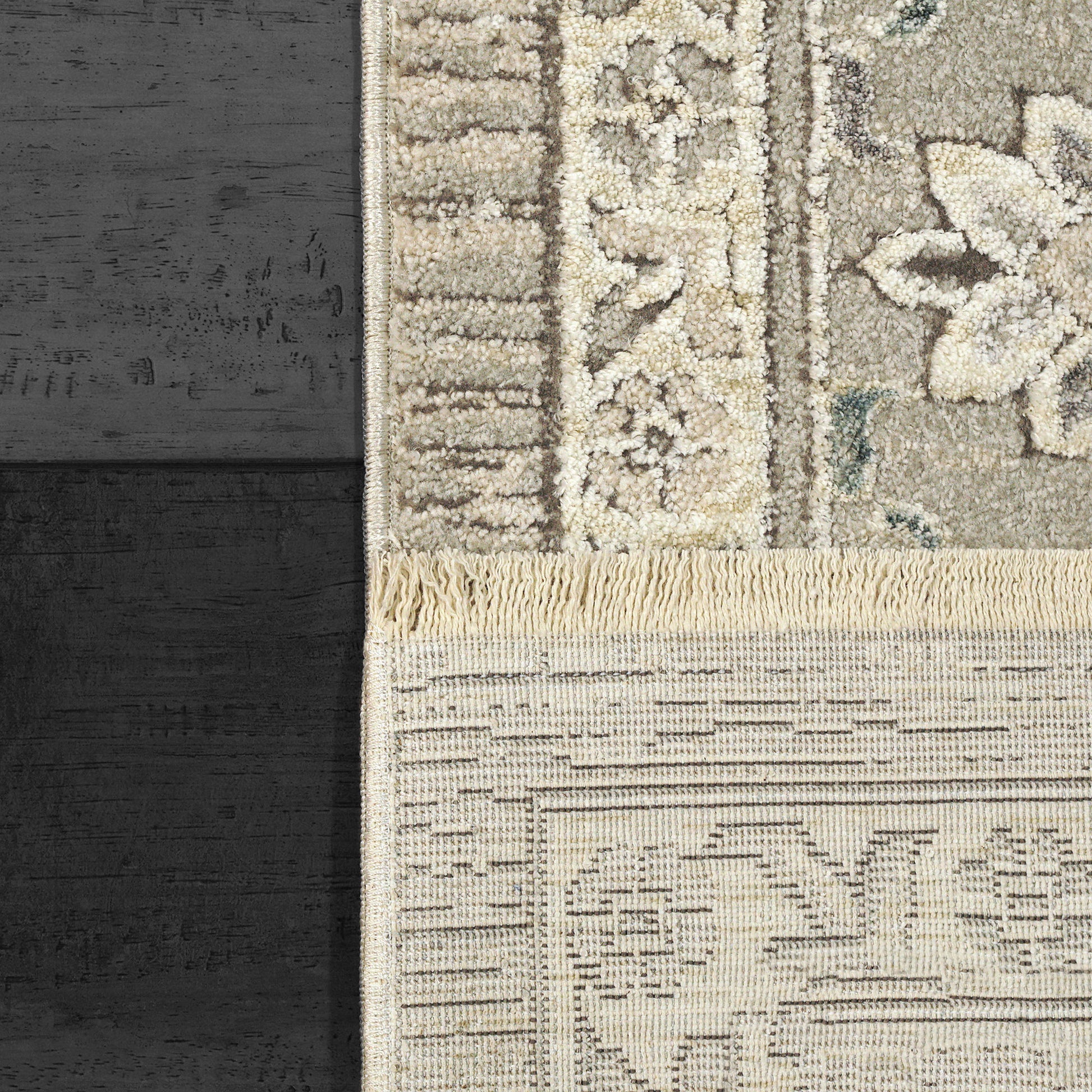 Hudson Traditional Beige/Grey Oriental High-Low Rug