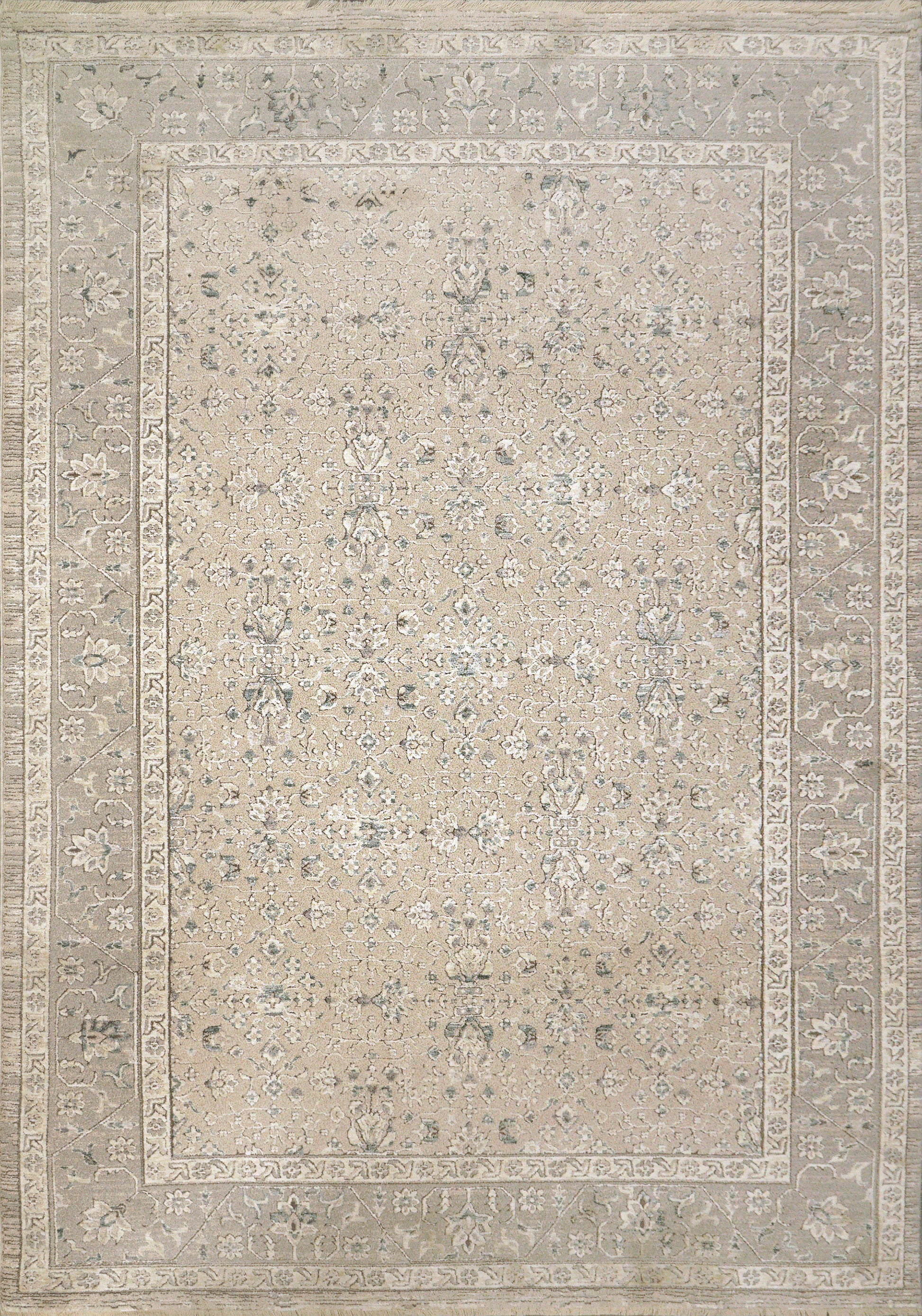 Hudson Traditional Beige/Grey Oriental High-Low Rug