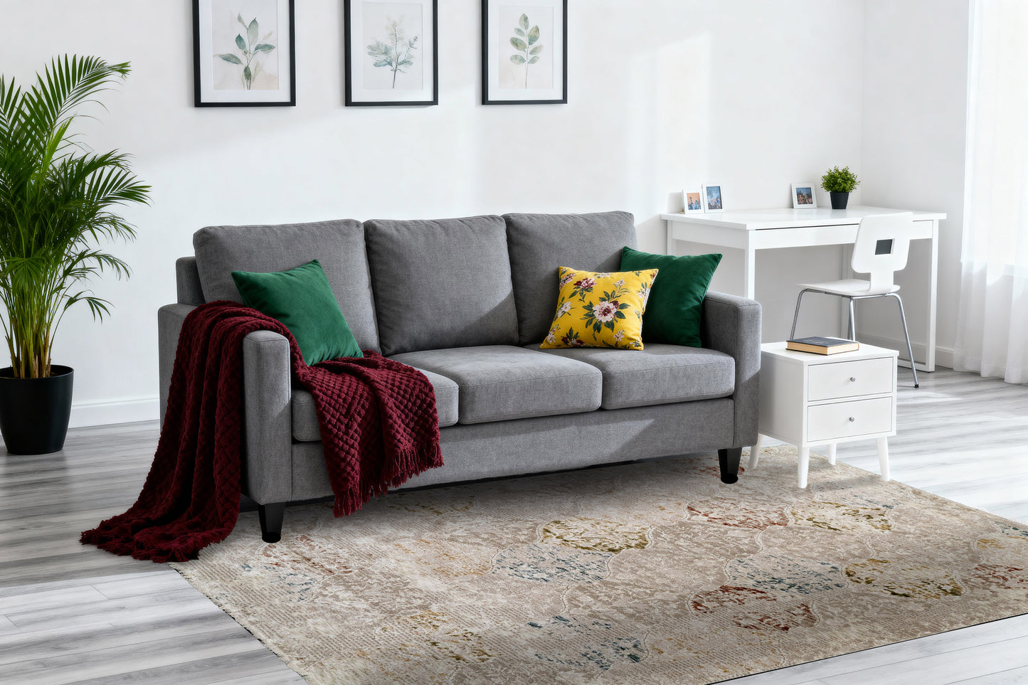 Hudson Transitional Beige/Multi Oriental High-Low Rug