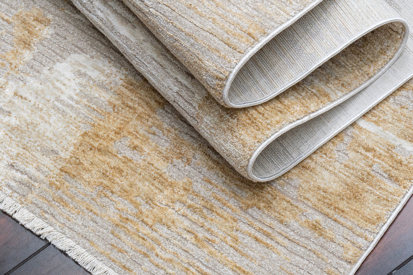 Hudson Modern Gold Abstract High-Low Rug
