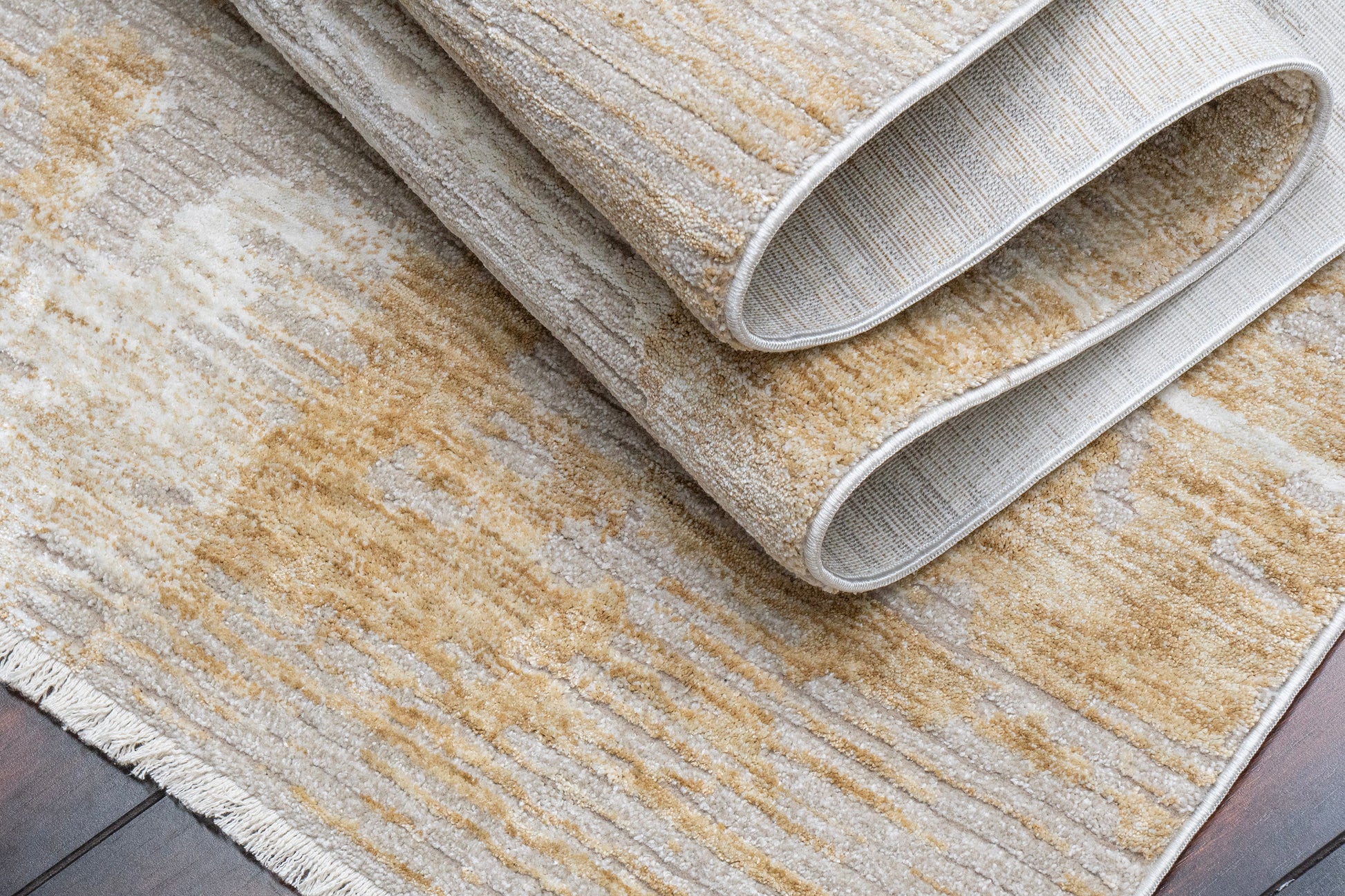 Hudson Modern Gold Abstract High-Low Rug