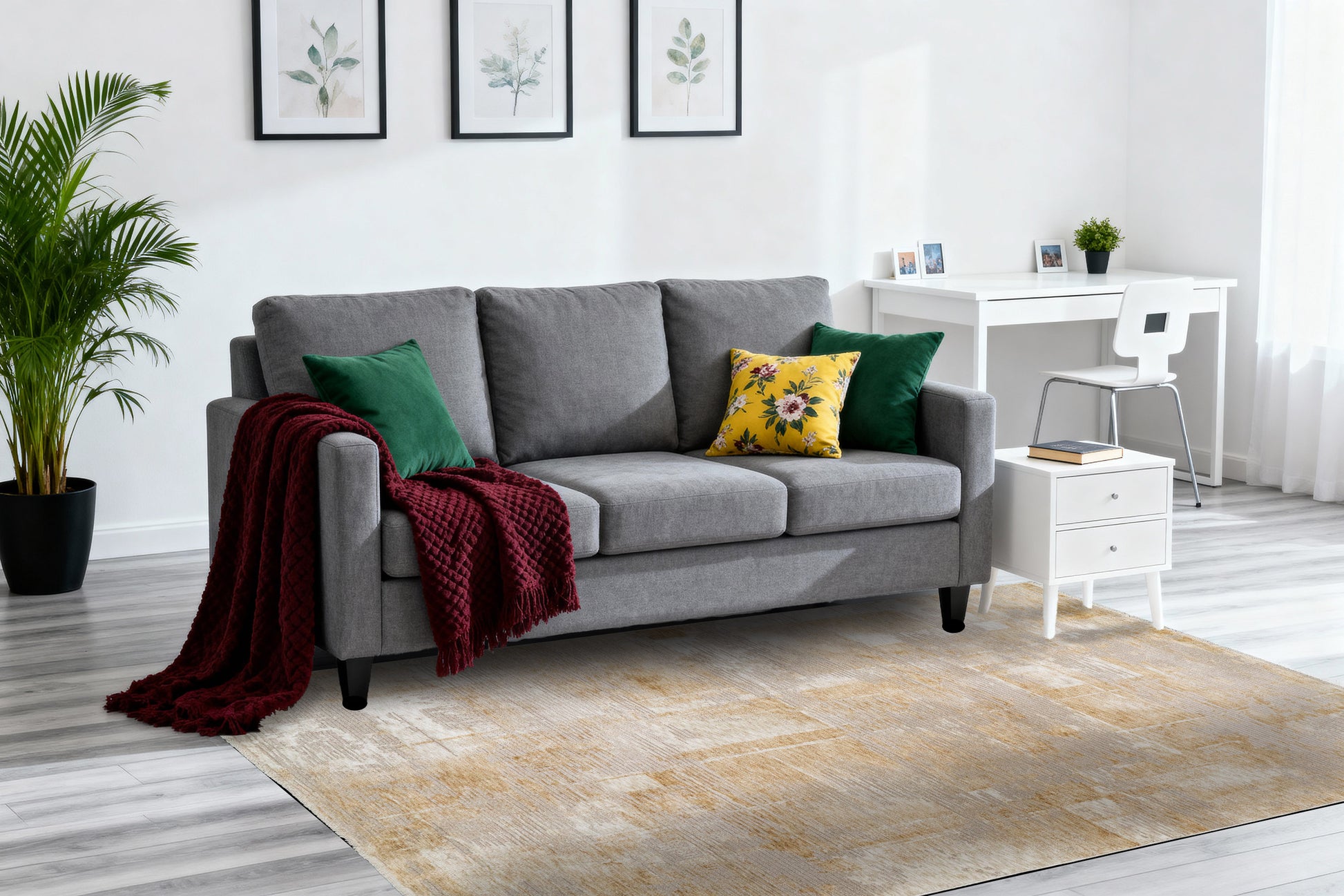 Hudson Modern Gold Abstract High-Low Rug