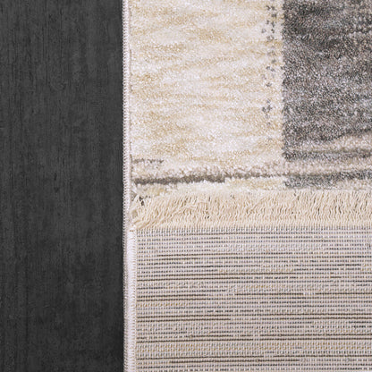 Hudson Modern Beige/Grey Abstract High-Low Rug