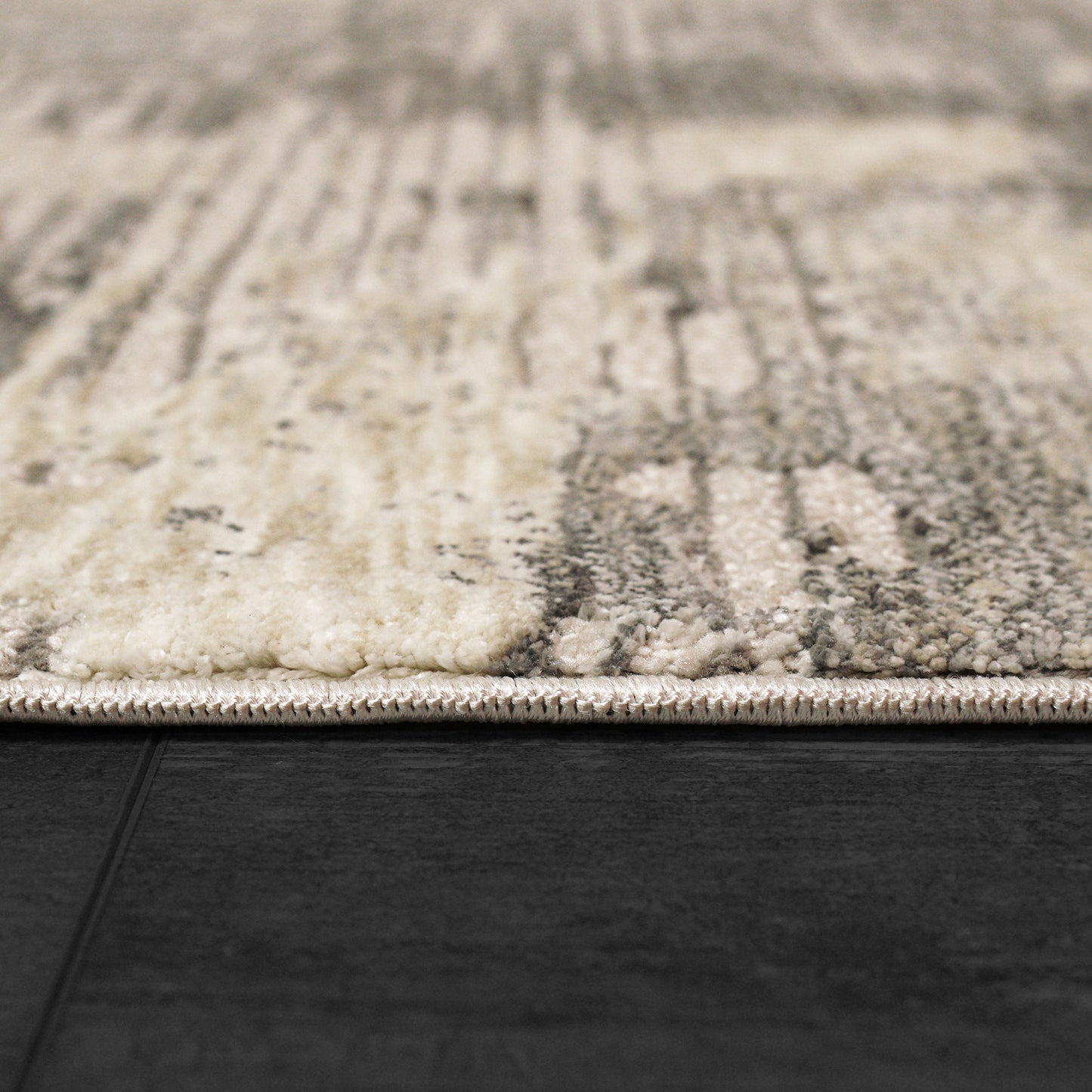 Hudson Modern Beige/Grey Abstract High-Low Rug