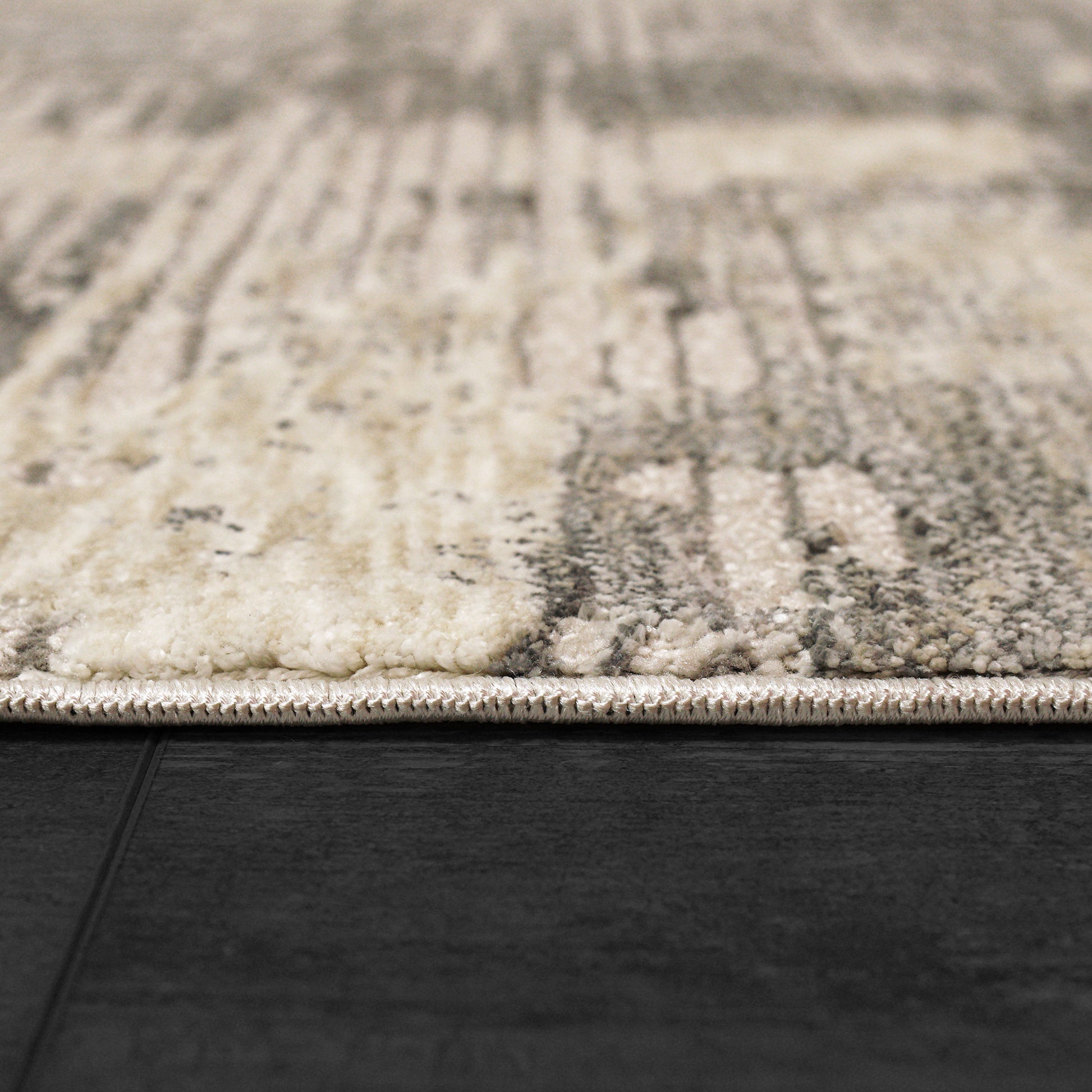 Hudson Modern Beige/Grey Abstract High-Low Rug