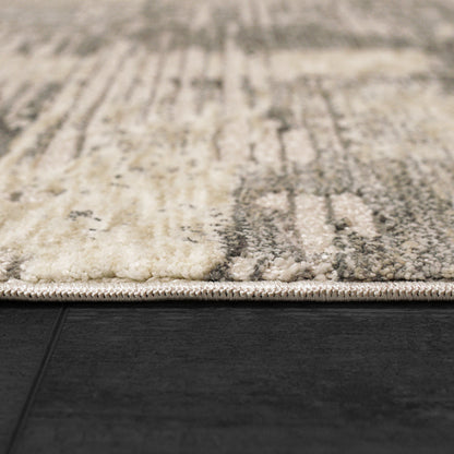 Hudson Modern Beige/Grey Abstract High-Low Rug