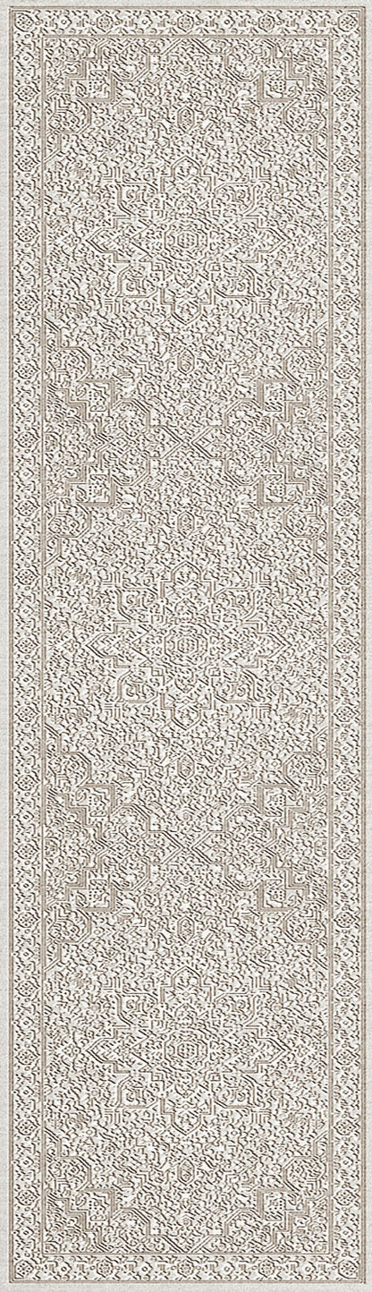 Hudson Transitional Beige/Cream Medallion High-Low Rug