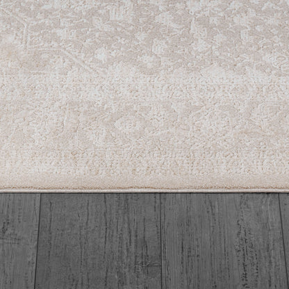 Hudson Transitional Beige/Cream Medallion High-Low Rug
