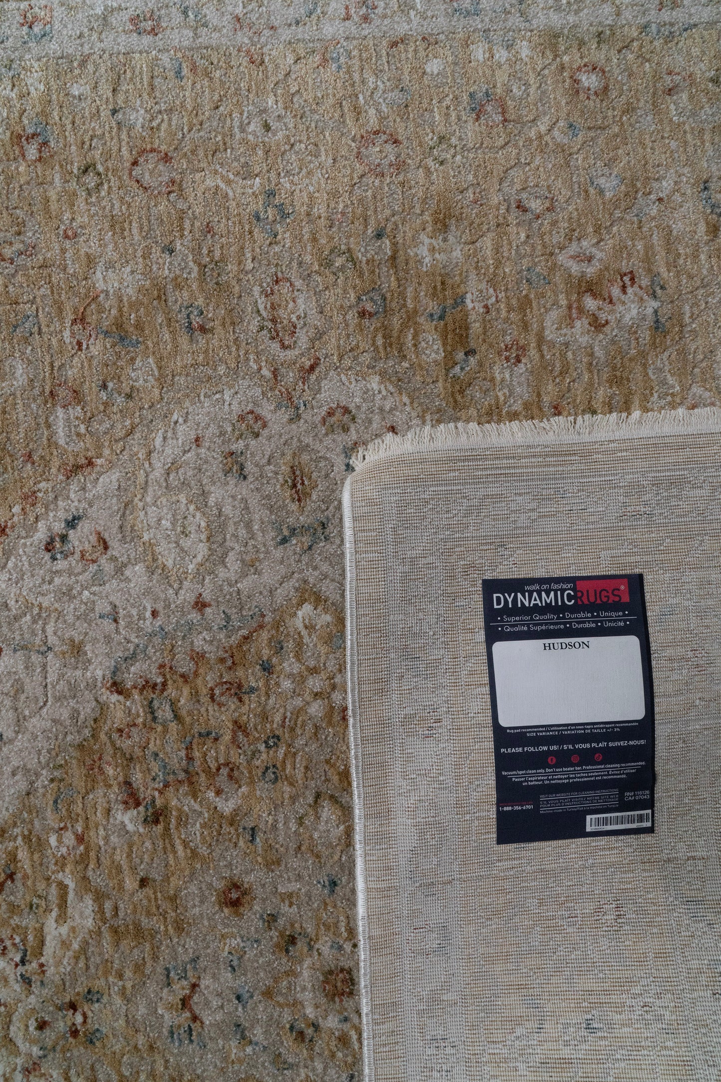Hudson Traditional Gold/Cream Medallion Medium Pile Rug