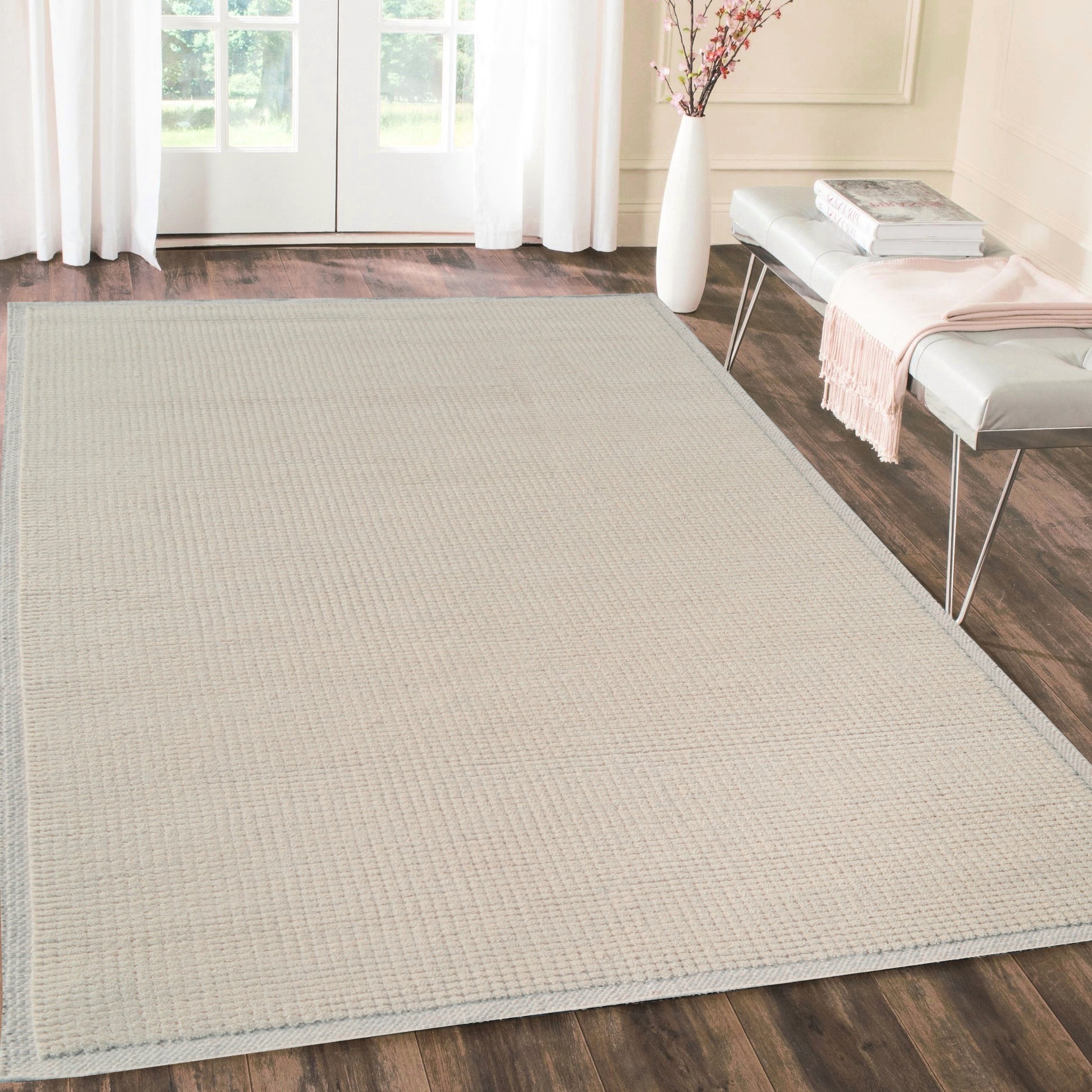Ivy Modern Ivory Solid Medium Pile Rug