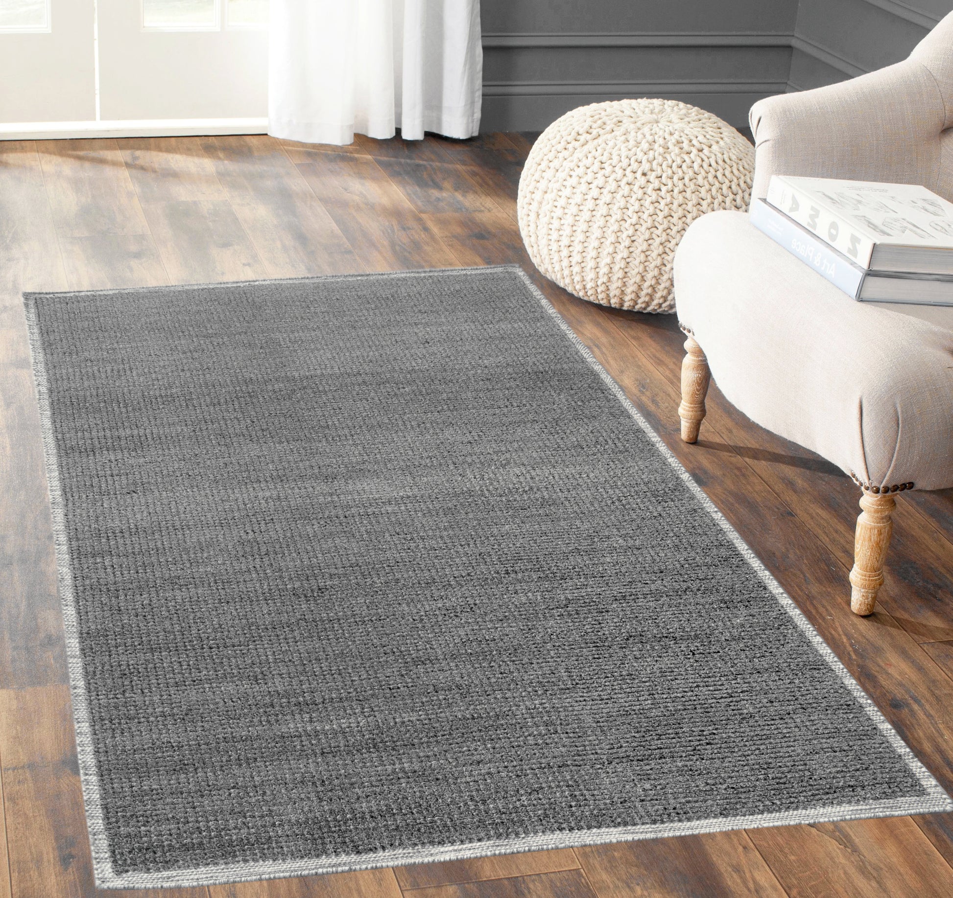 Ivy Modern Grey Solid Medium Pile Rug