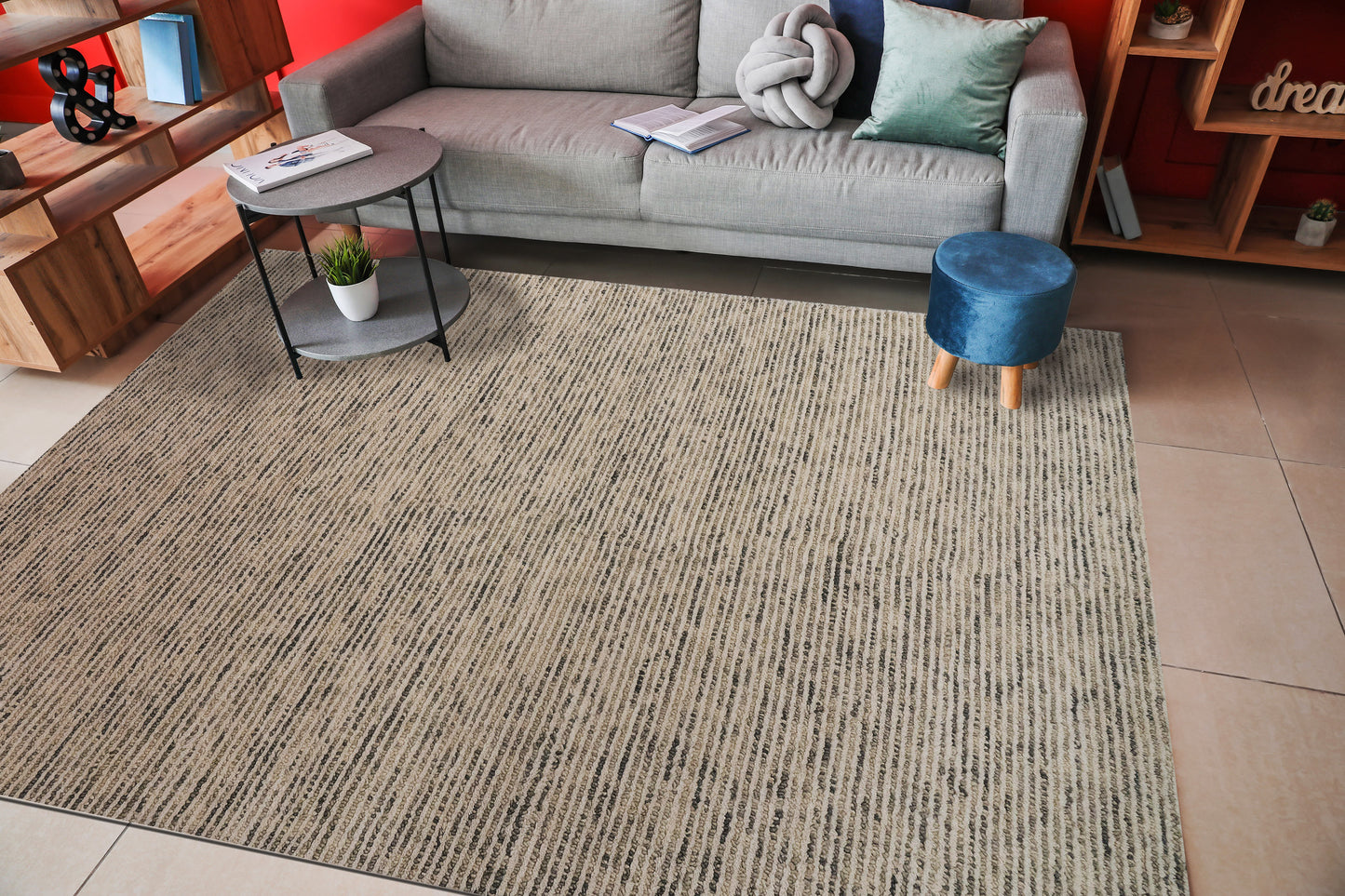 Jax Modern Ivory/Sage Striped Medium Pile Rug