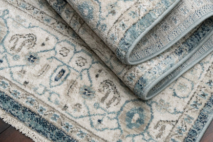 Juno Transitional Light Blue Distressed Medium Pile Rug