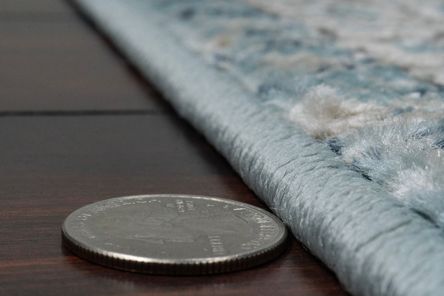 Juno Transitional Light Blue Distressed Medium Pile Rug
