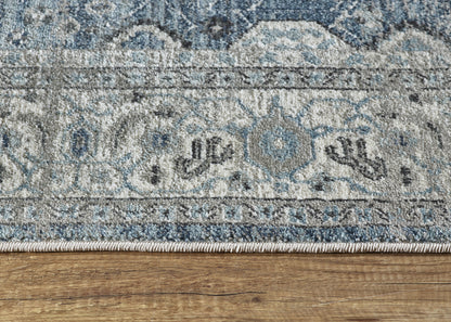 Juno Transitional Light Blue Distressed Medium Pile Rug