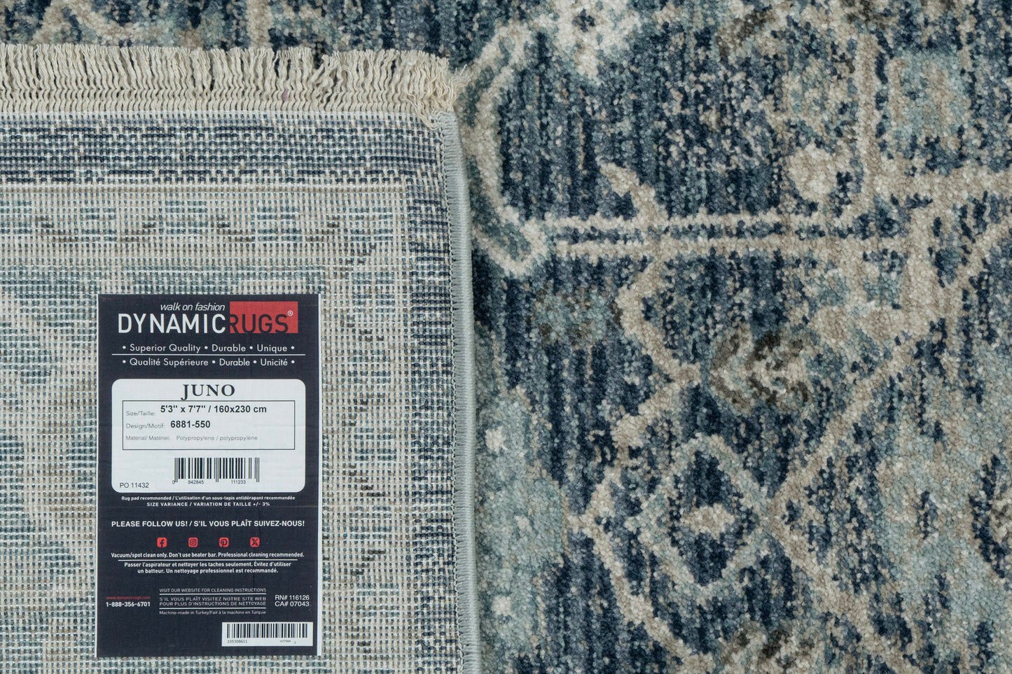 Juno Transitional Blue Distressed Medium Pile Rug