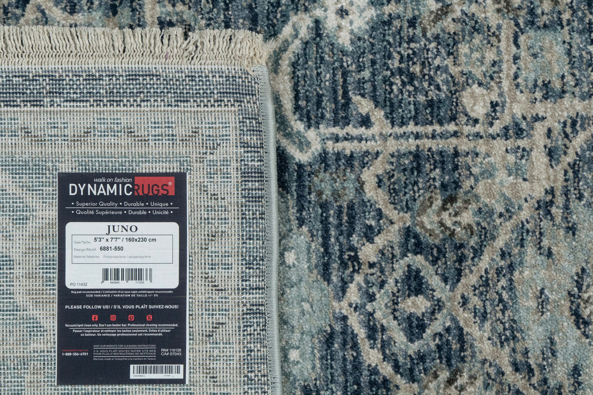 Juno Transitional Blue Distressed Medium Pile Rug