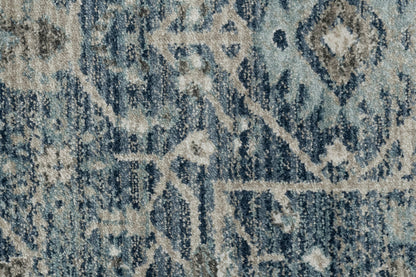 Juno Transitional Blue Distressed Medium Pile Rug