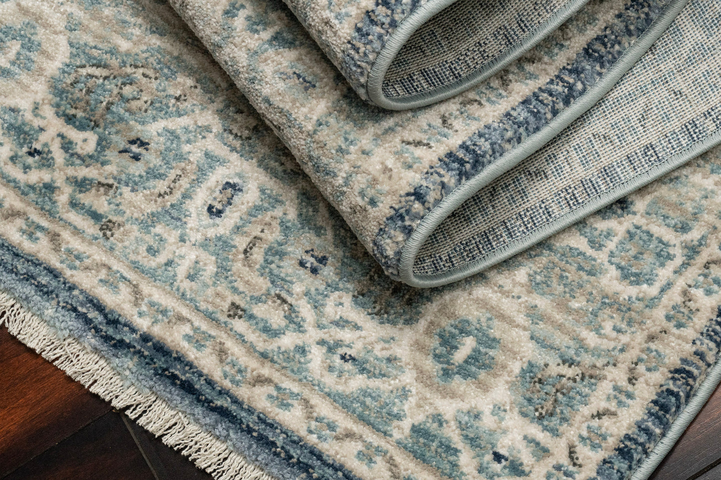 Juno Transitional Blue Distressed Medium Pile Rug