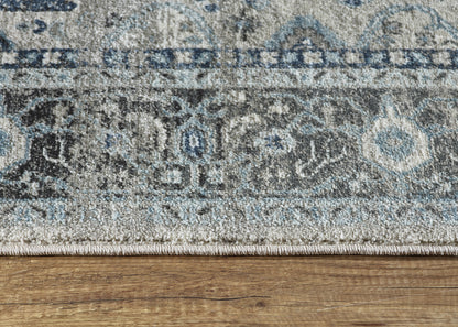 Juno Transitional Blue Distressed Medium Pile Rug