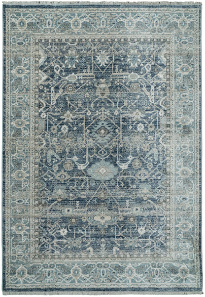 Juno Transitional Blue Distressed Medium Pile Rug