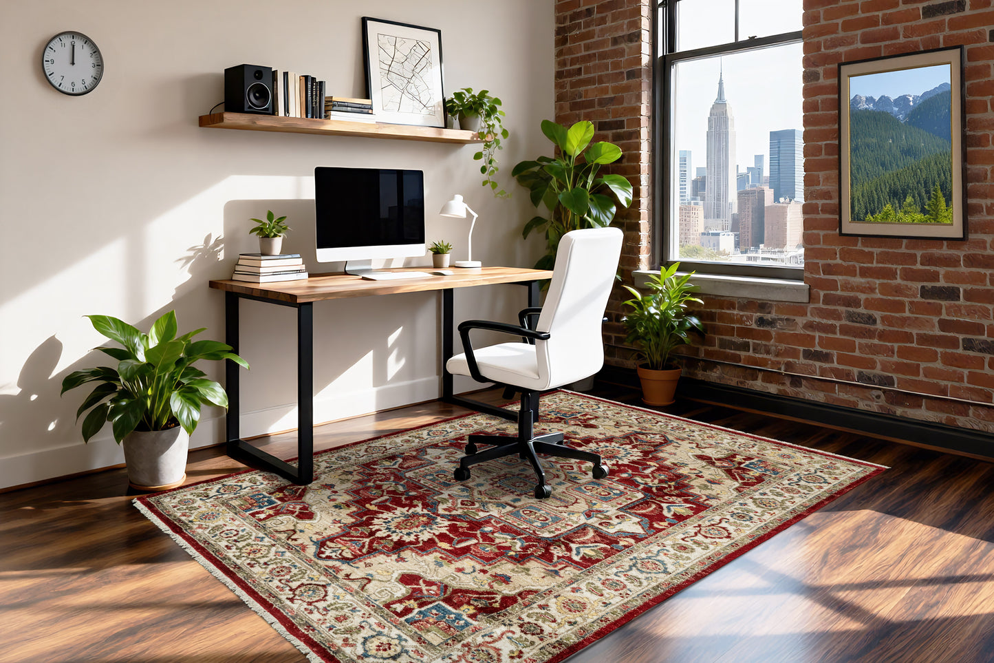 Juno Transitional Ivory/Red Floral Medium Pile Rug