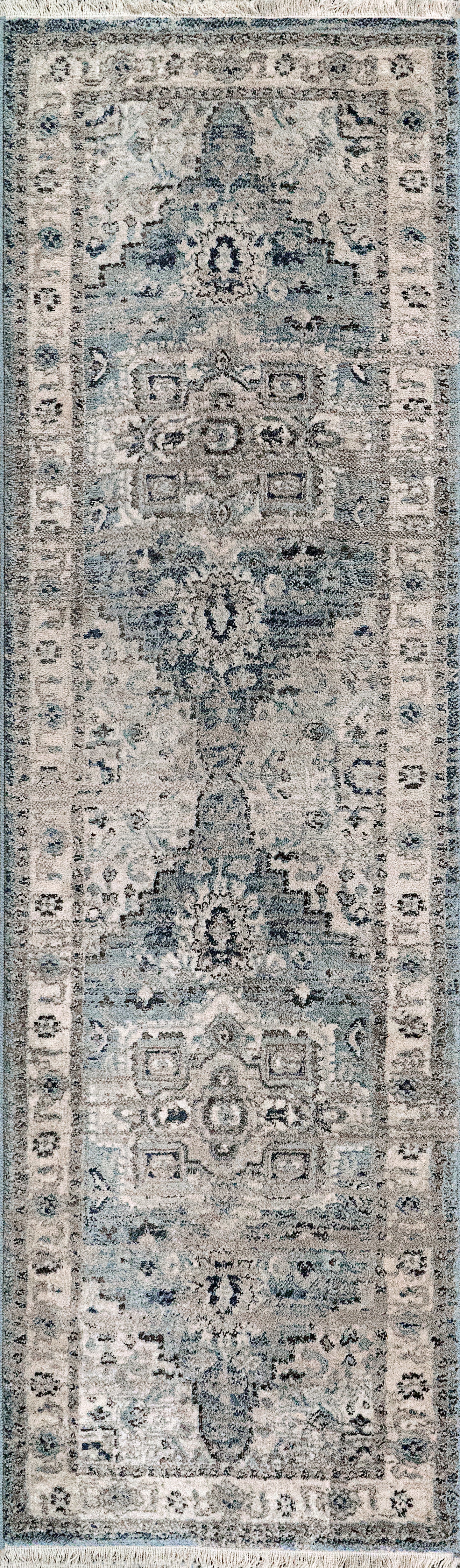 Juno Transitional Light Blue/Cream Distressed Medium Pile Rug
