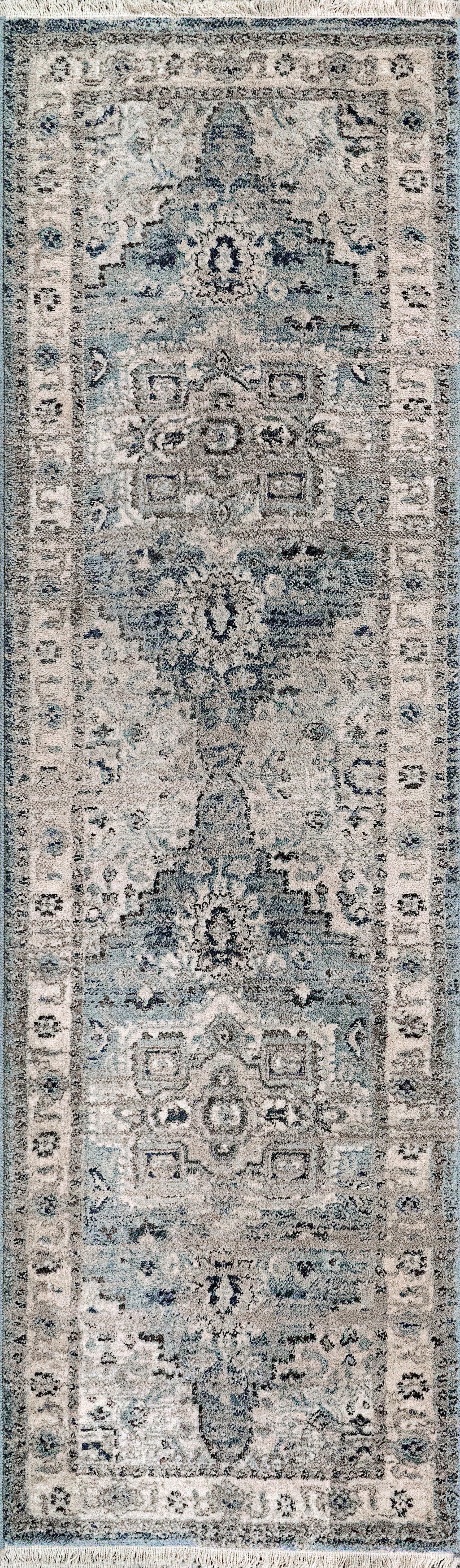 Juno Transitional Light Blue/Cream Distressed Medium Pile Rug