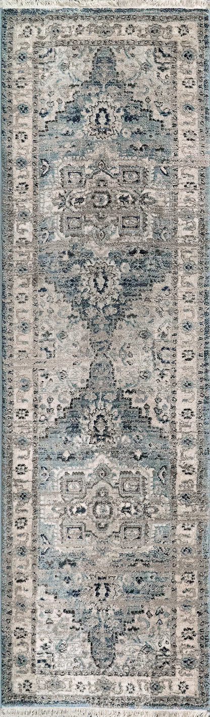 Juno Transitional Light Blue/Cream Distressed Medium Pile Rug