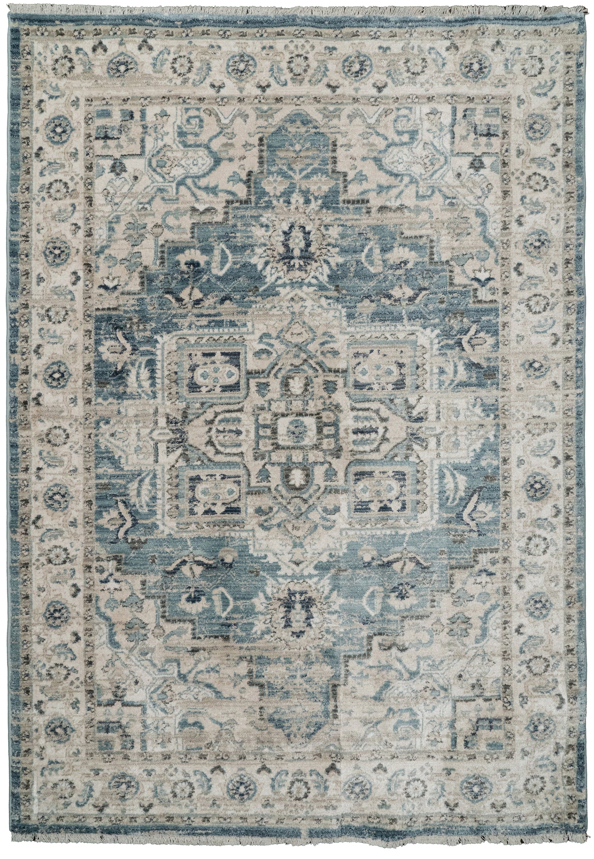 Juno Transitional Light Blue/Cream Distressed Medium Pile Rug