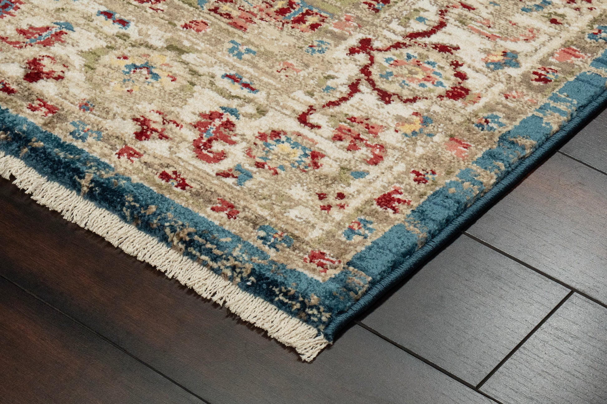 Juno Transitional Navy/Red Floral Medium Pile Rug