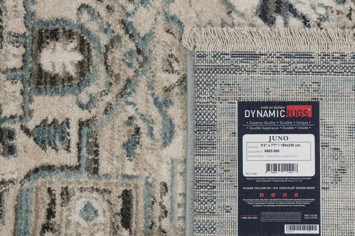 Juno Transitional Dark Blue/Cream Distressed Medium Pile Rug