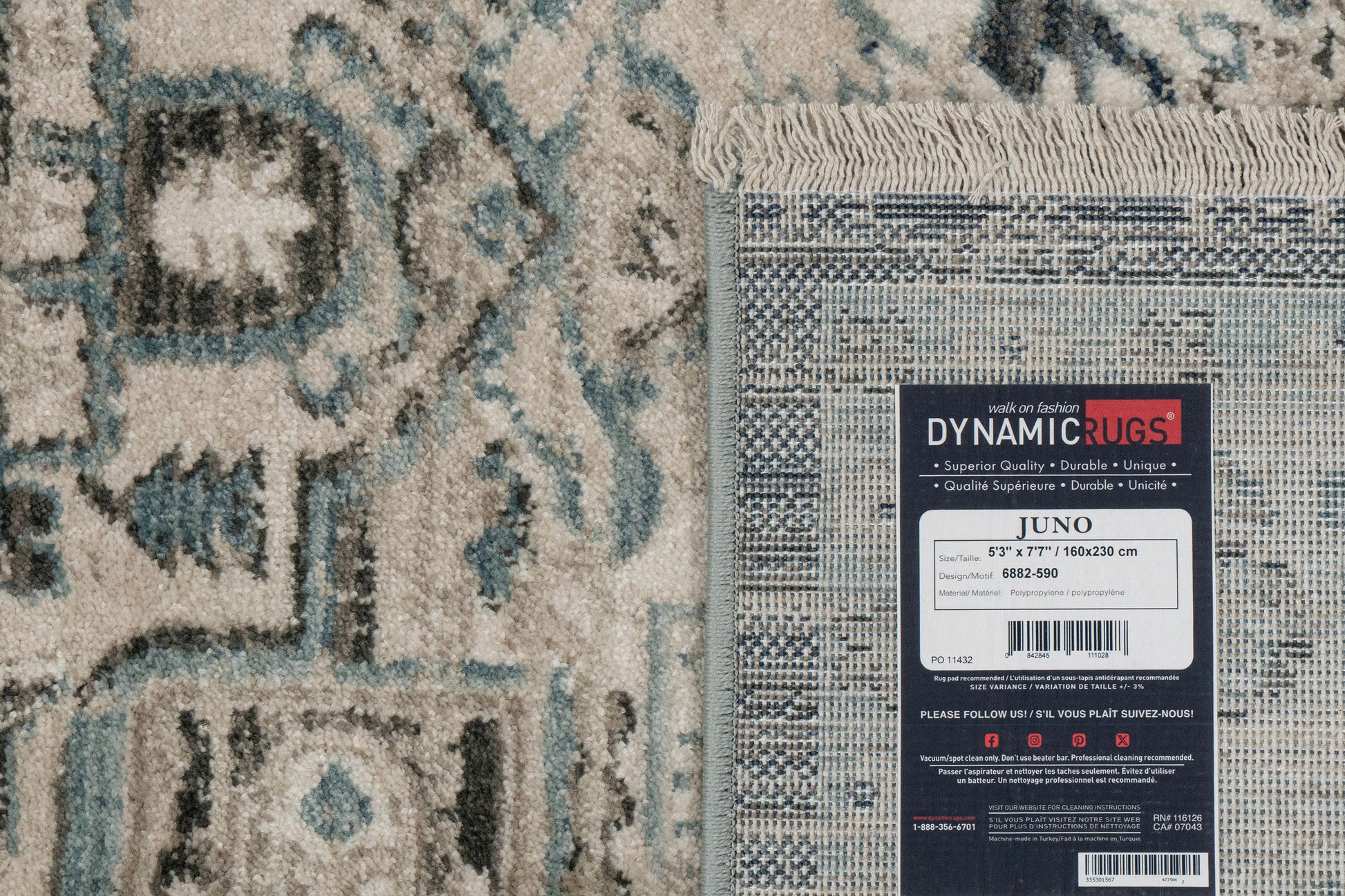 Juno Transitional Dark Blue/Cream Distressed Medium Pile Rug