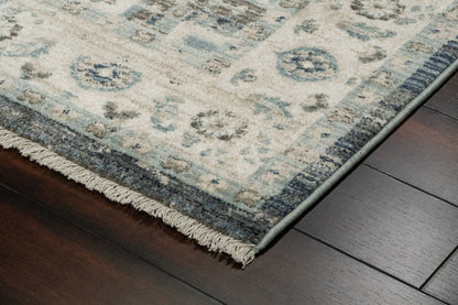 Juno Transitional Dark Blue/Cream Distressed Medium Pile Rug