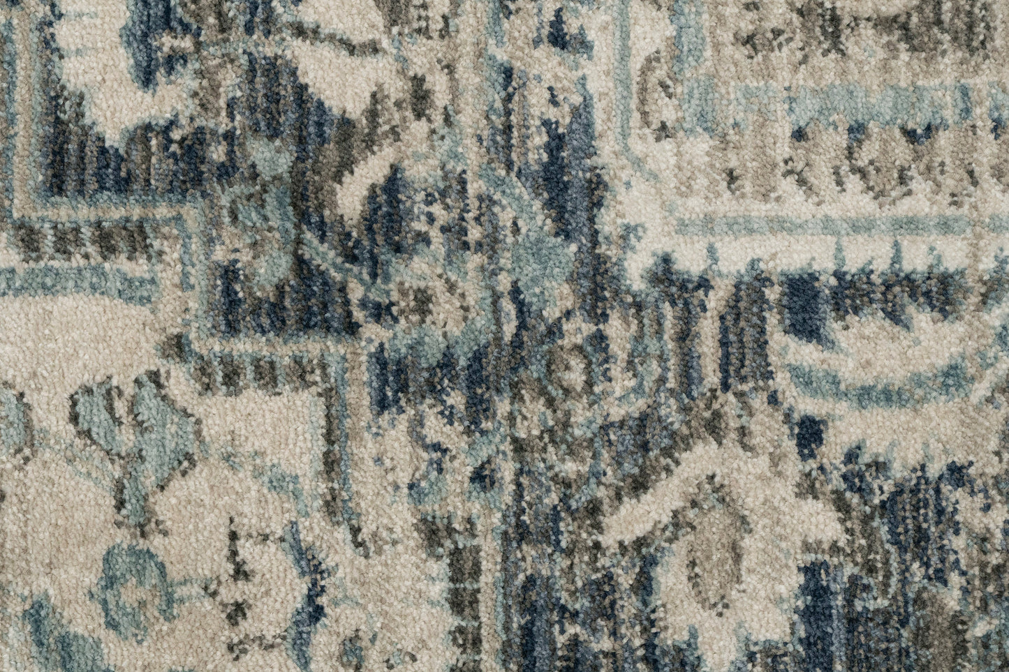 Juno Transitional Dark Blue/Cream Distressed Medium Pile Rug