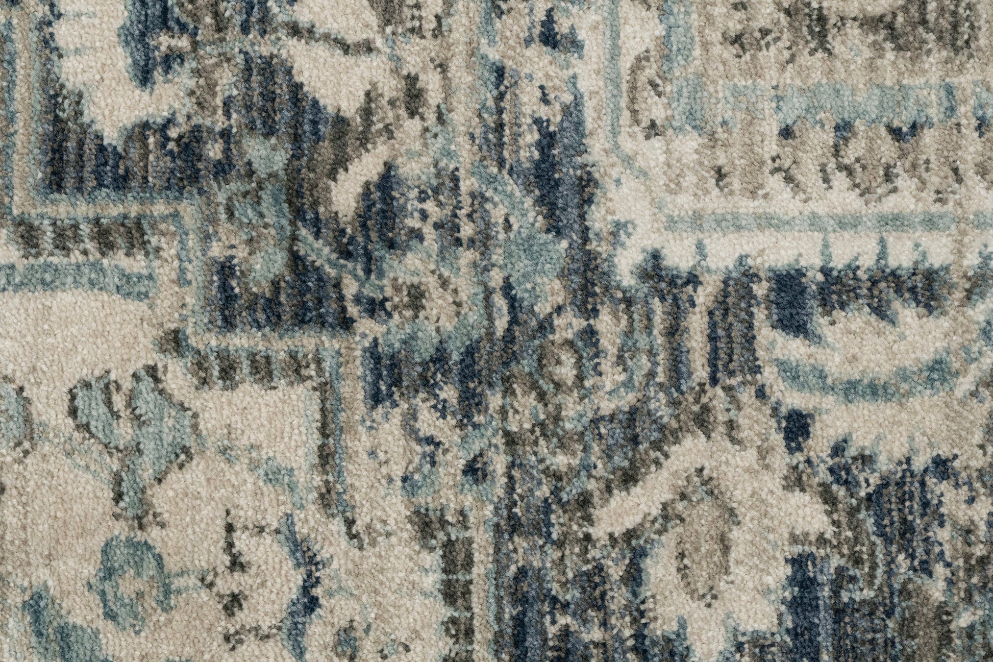 Juno Transitional Dark Blue/Cream Distressed Medium Pile Rug