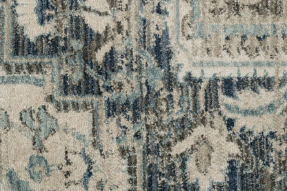 Juno Transitional Dark Blue/Cream Distressed Medium Pile Rug