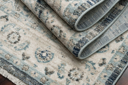 Juno Transitional Dark Blue/Cream Distressed Medium Pile Rug