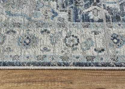 Juno Transitional Dark Blue/Cream Distressed Medium Pile Rug