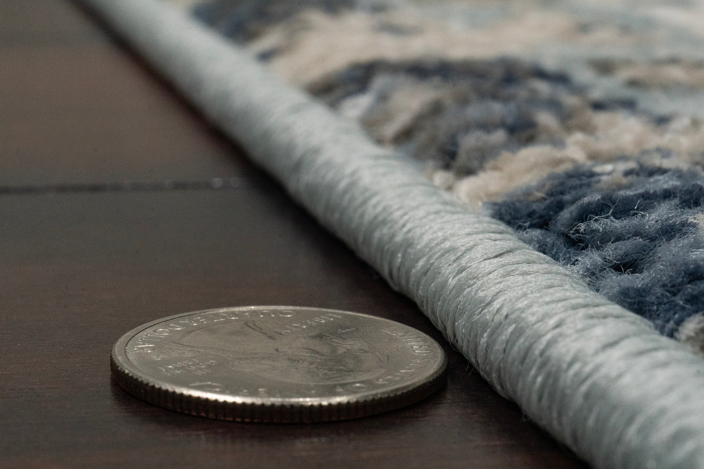 Juno Transitional Dark Blue/Cream Distressed Medium Pile Rug