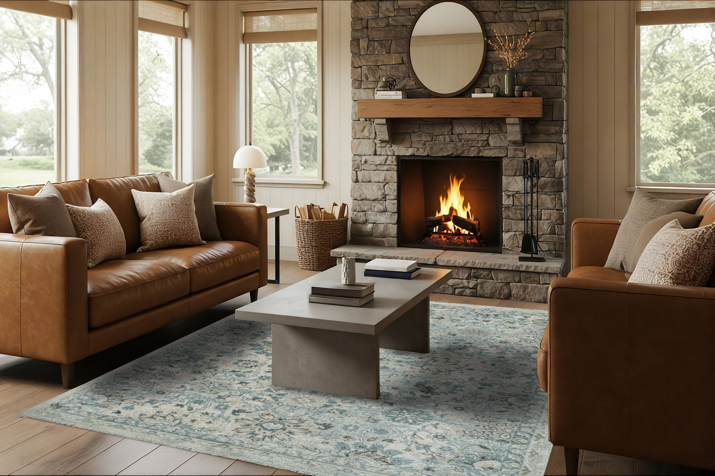 Juno Transitional Cream Floral Medium Pile Rug