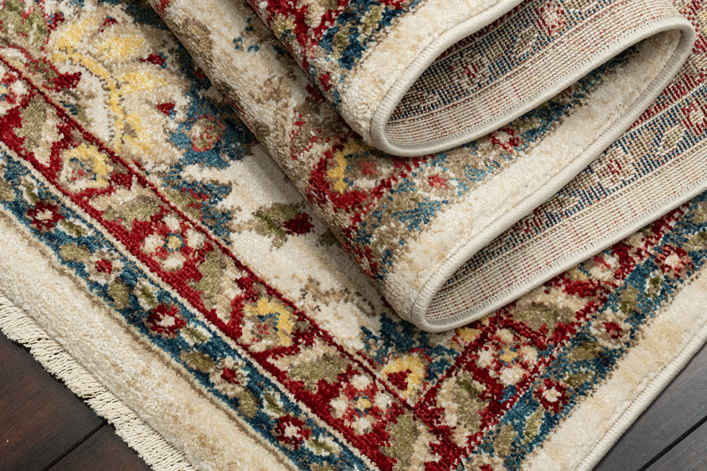 Juno Transitional Ivory/Red Floral Medium Pile Rug