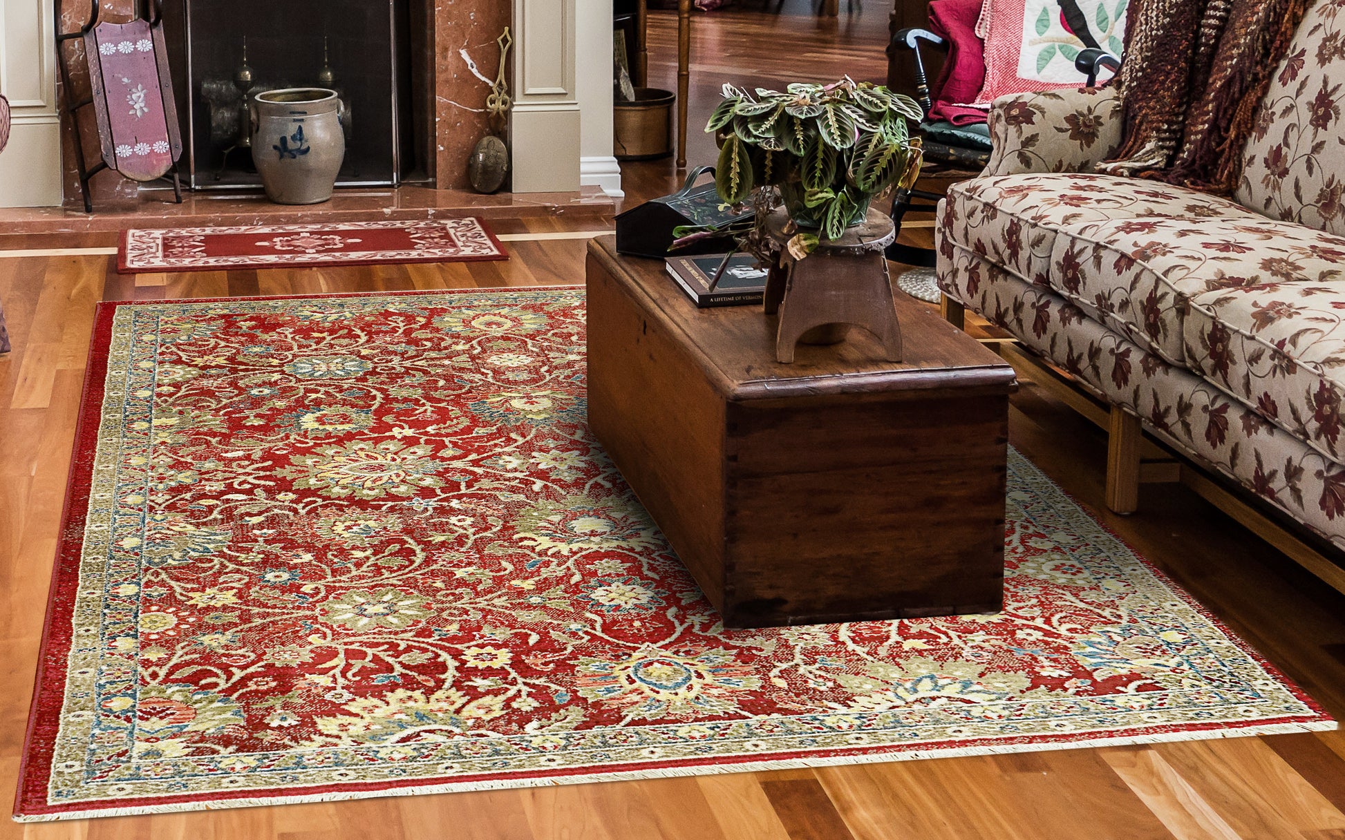 Juno Transitional Red Floral Medium Pile Rug
