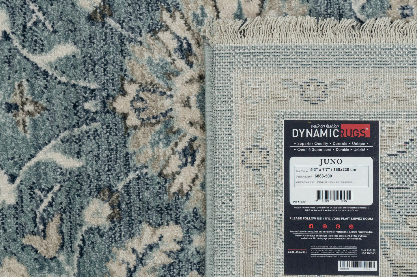 Juno Transitional Light Blue Floral Medium Pile Rug