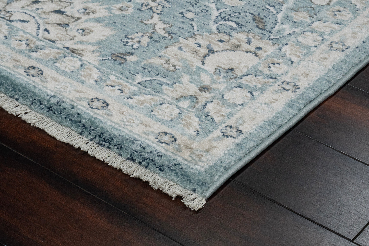 Juno Transitional Light Blue Floral Medium Pile Rug